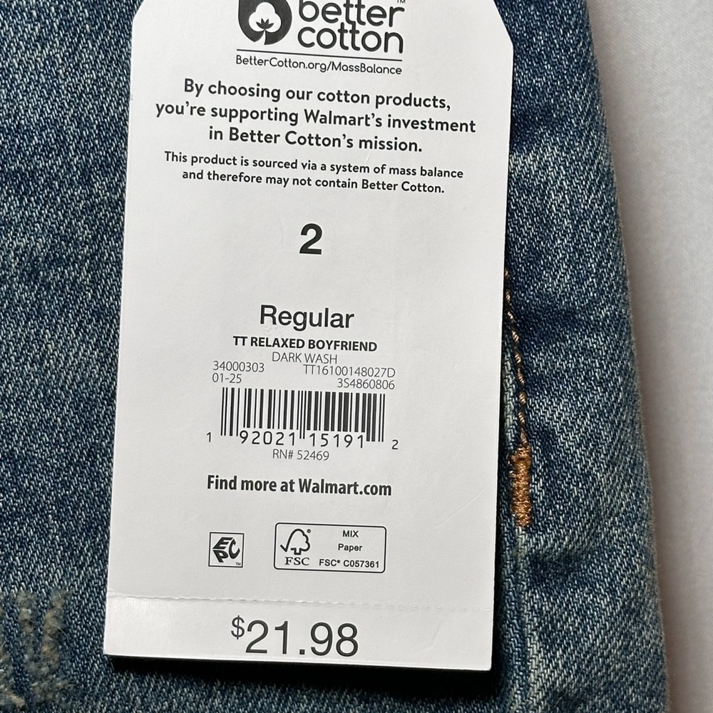 ✨BNWT Time and Tru relaxed boyfriend cropped jeans✨ - Picture 3 of 9
